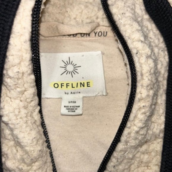 Aerie Offline Sherpa Teddy Hoodie Soft Cozy Jacket Sweatshirt Oversized Size S - Picture 6 of 8